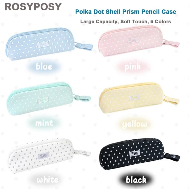 2026 ROSYPOSY Pencil Case Structured Non-Saggy Fabric/Heart Zipper Pull/Large Shell Opening Pen Holder Practical Students Tools