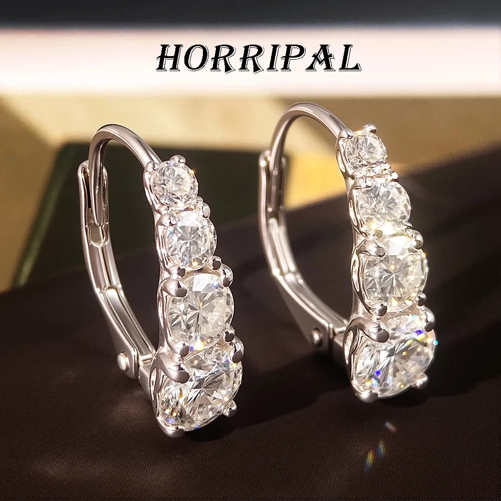 HORRIPAL New Moissanite Stud Earrings for Women 925 Sterling Silver GRA Waterproof and Colorfast Party Anniversary Fine Jewelry