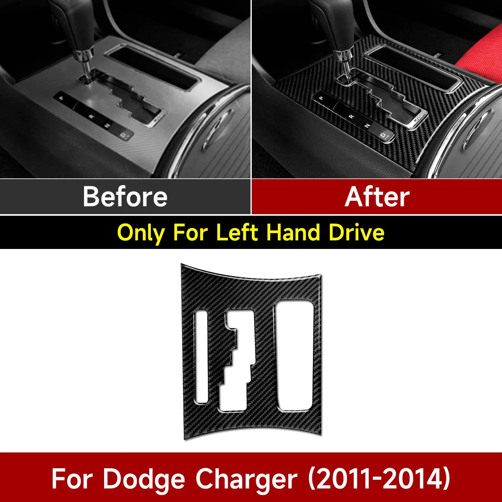 Per Dodge Charger (2011-2014) Console centrale per auto Pannello del cambio Adesivo interno in morbida fibra di carbonio Accessori per finiture
