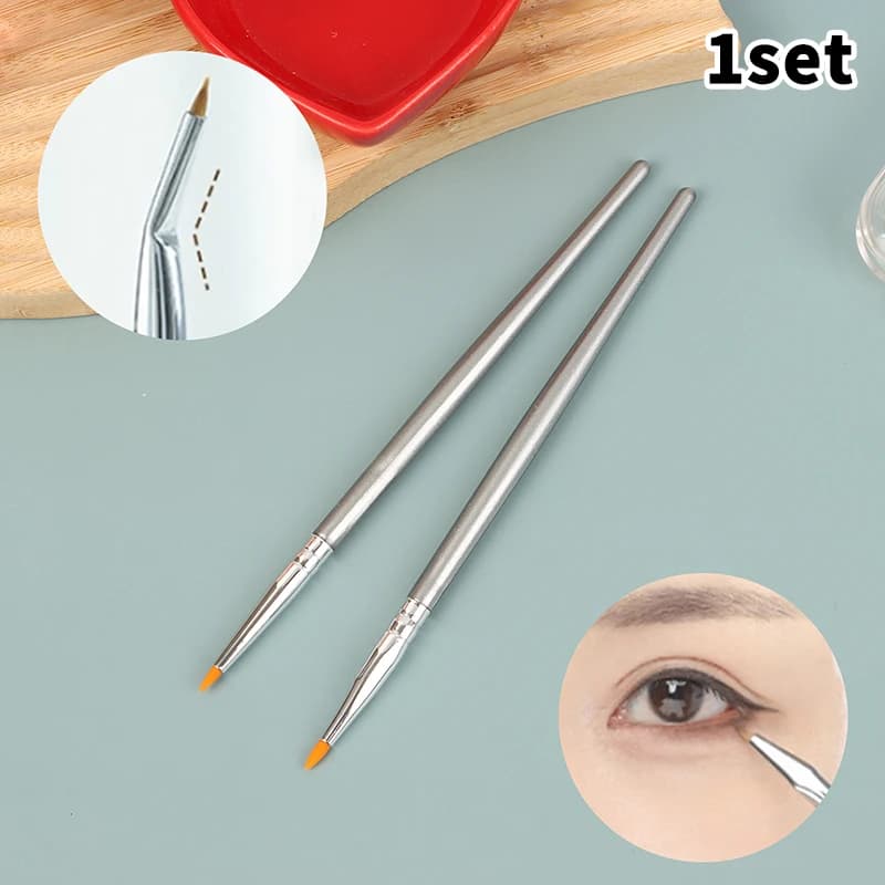 Pennelli Angolati per Eyeliner, Pennello di Precisione per Gel Eyeliner, Strumento per Trucco Occhi con Setole Sintetiche, Angolo Piatto Ultra Sottile e Inclinato