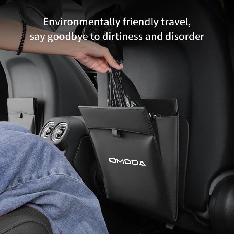 Car Garbage Bag Magnetic Adsorption Trash Can PU Leather Seat Back Hanging Storage Pocket for Chery Omoda 5 C5 E5 FX GT 2025 C7