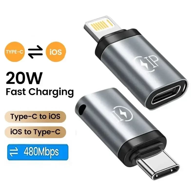 PD20W Adattatore USB C femmina a Lightning maschio a ricarica rapida Convertitore adattatore Lightning femmina a tipo C maschio ios e Android