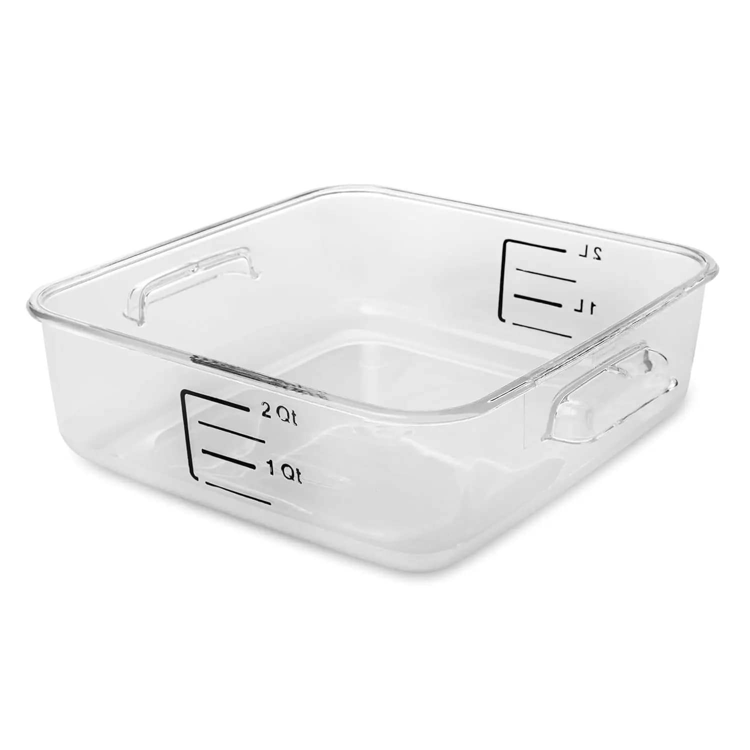 Container Square Space Saving for Foods, 2 Transparent Quarts for Kitchen, Sous Vide and Pasti Preparation
