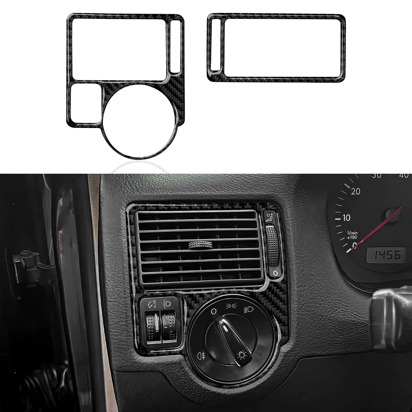 Per VW Jetta A4 Bora Golf IV MK4 R32 GTI Variante (1997-2005) Trim, pannello interruttori fari auto, adesivo interno in fibra di carbonio