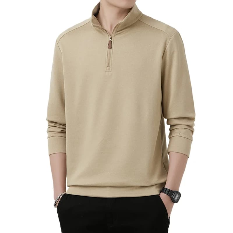 T-shirt basic a maniche lunghe da uomo alla moda T-shirt mezza zip tinta unita alla moda per stratificazione Top da uomo comodo e minimalista