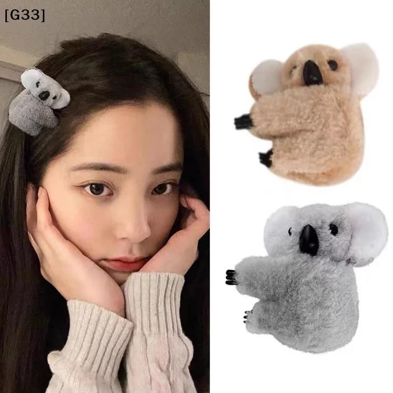 Fermagli per capelli a forma di orsetto koala in peluche stile cartone animato, graziosi fermagli a forma di animale per ragazze [G33]