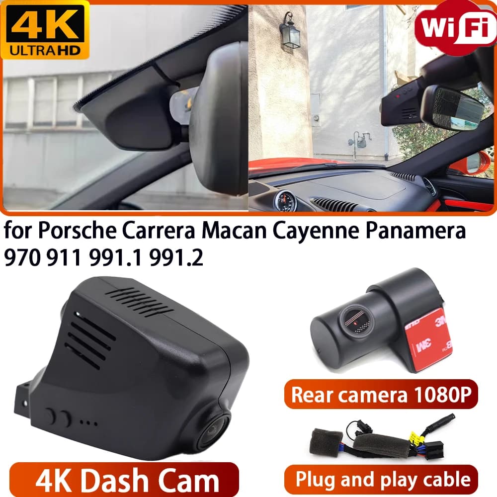 for Porsche Carrera Macan Cayenne Panamera 970 911 991.1 991.2 Video Recorder 4K DVR Dash Cam Wifi Camera 170° Wide Angle