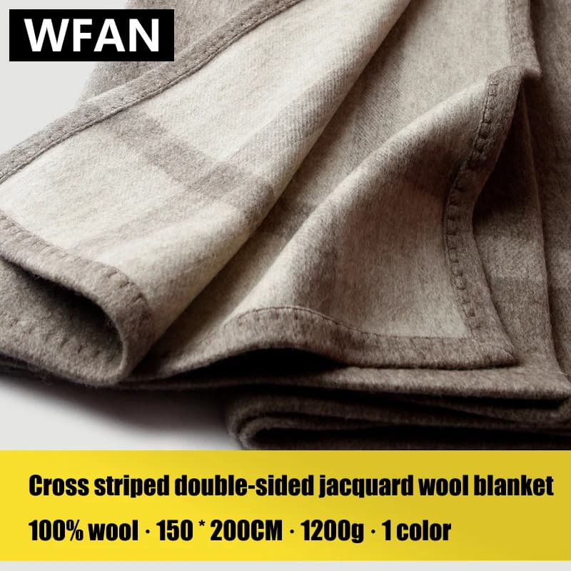 Crossed striped blanket in Jacquard double-sided wool H blanket for covered camel sofa Ultra light, warm, for leisure holidays