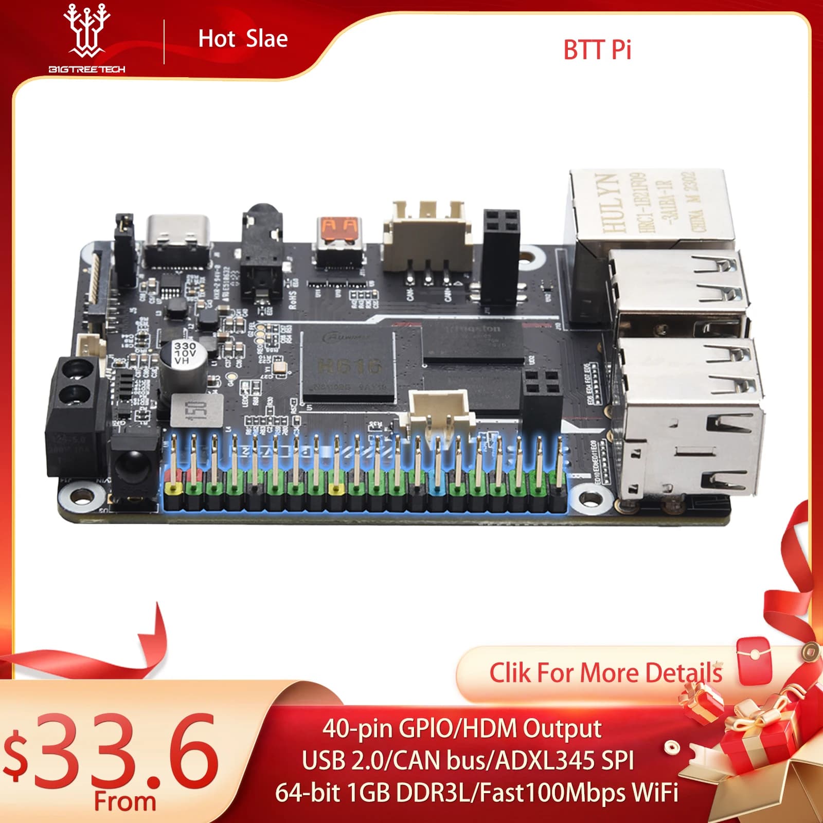 Quad Core Processor BIGTREETECH BTT PI V1.2 with WiFi 2.4G 40Pin GPIO VS Raspberry PI for 3D printer Klipper I3 CoreXY DIY user