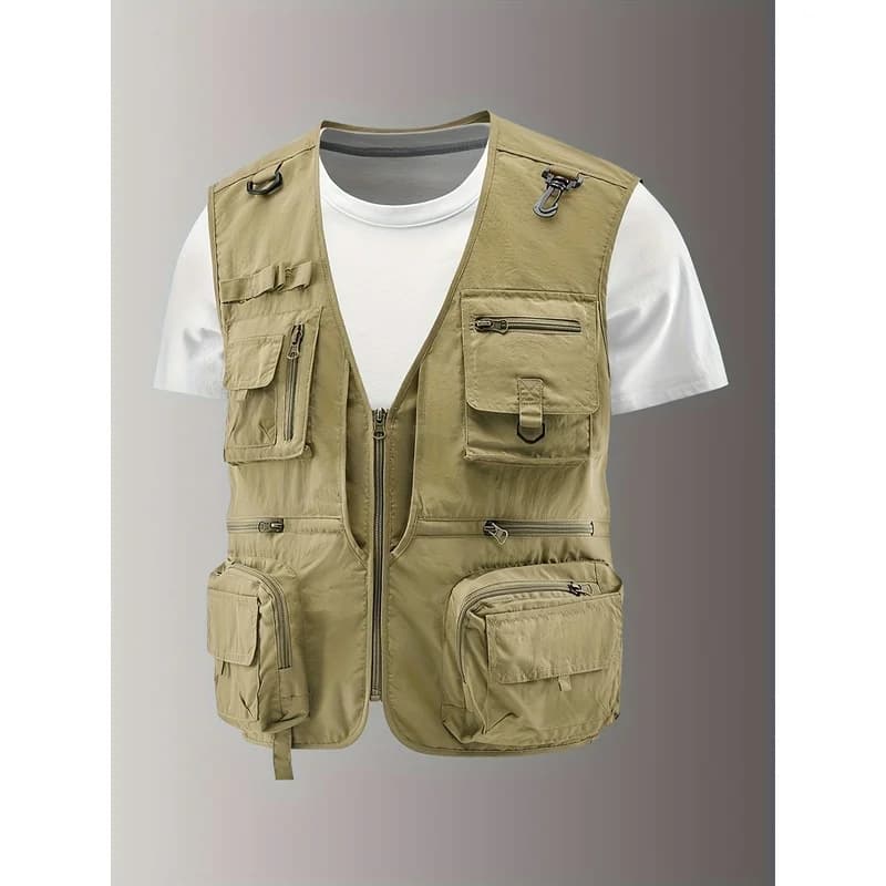 Men's Vest Fishing Spring Autumn New Casual Multi-Pocket Lightweight Quick-Drying Tactical Mesh Work Summer Sweatshirts