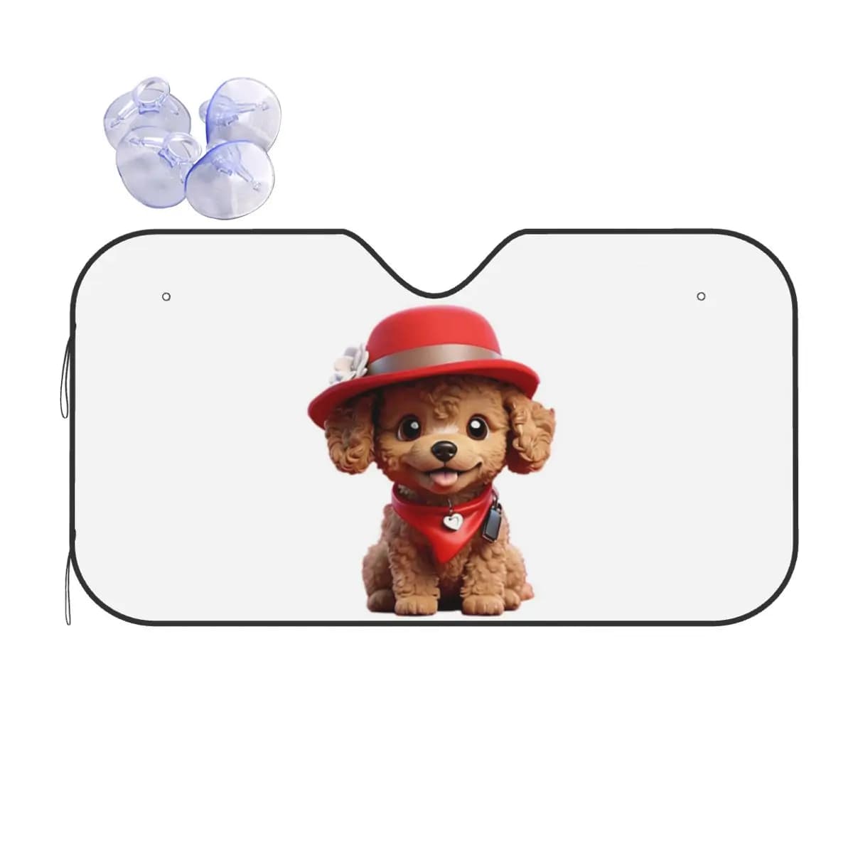 Simpatico cartone animato sorridente giocattolo barboncino cane V2 parasole parabrezza auto parabrezza anteriore finestra parasole accessori coperture