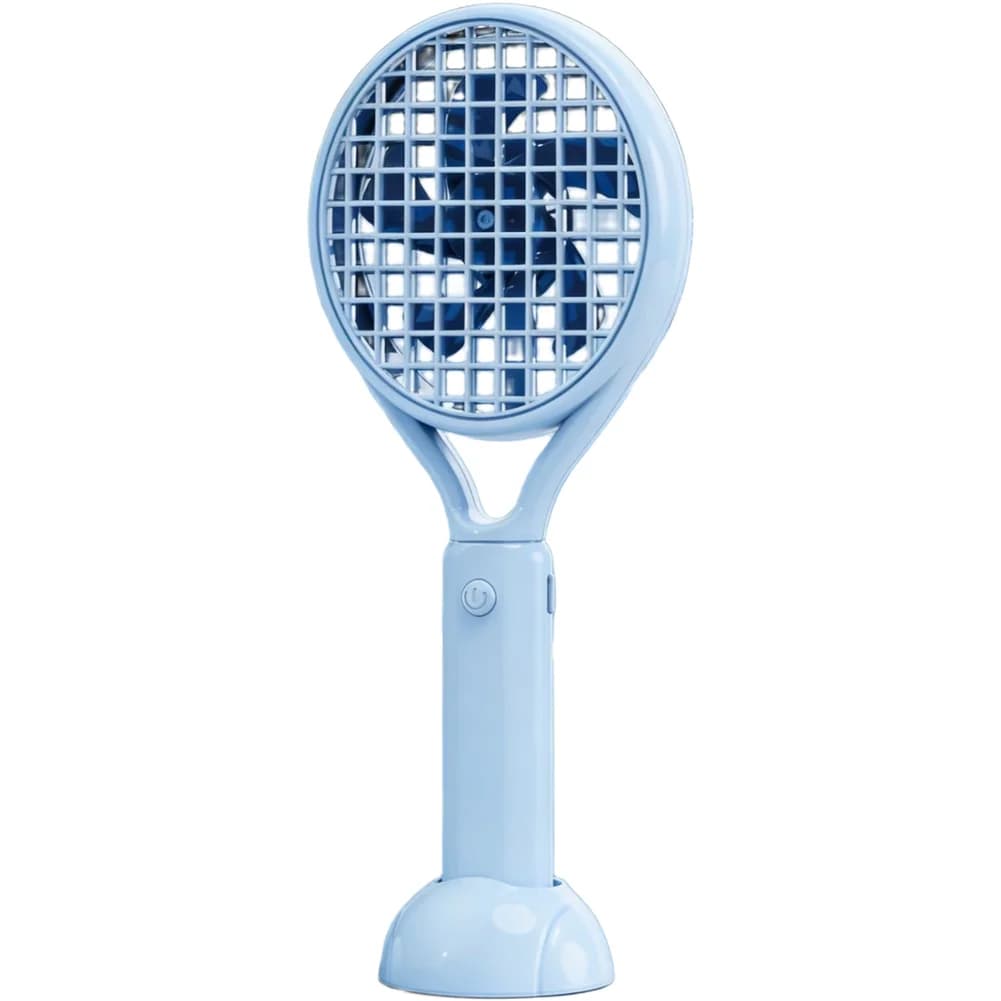 Compact Fan with Tennis Racket Motif USB Rechargeable 1200mAh Capacity and Adjustable Air Movement for On-the-Move Cooling