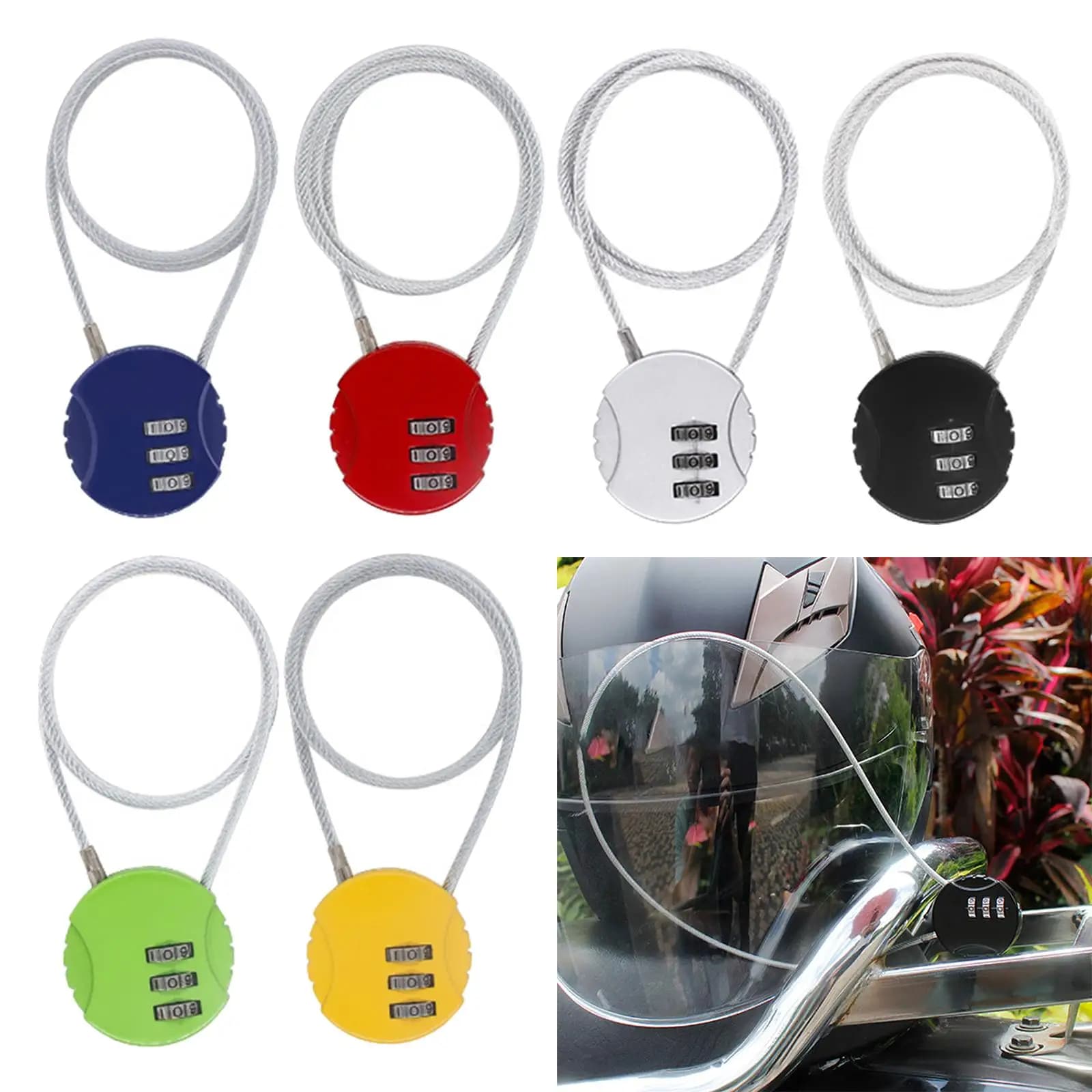 Lucchetto per casco per scooter Lucchetto per ciclismo Lucchetto per bicicletta antifurto con mini cavo in acciaio retrattile leggero per bici da zaino
