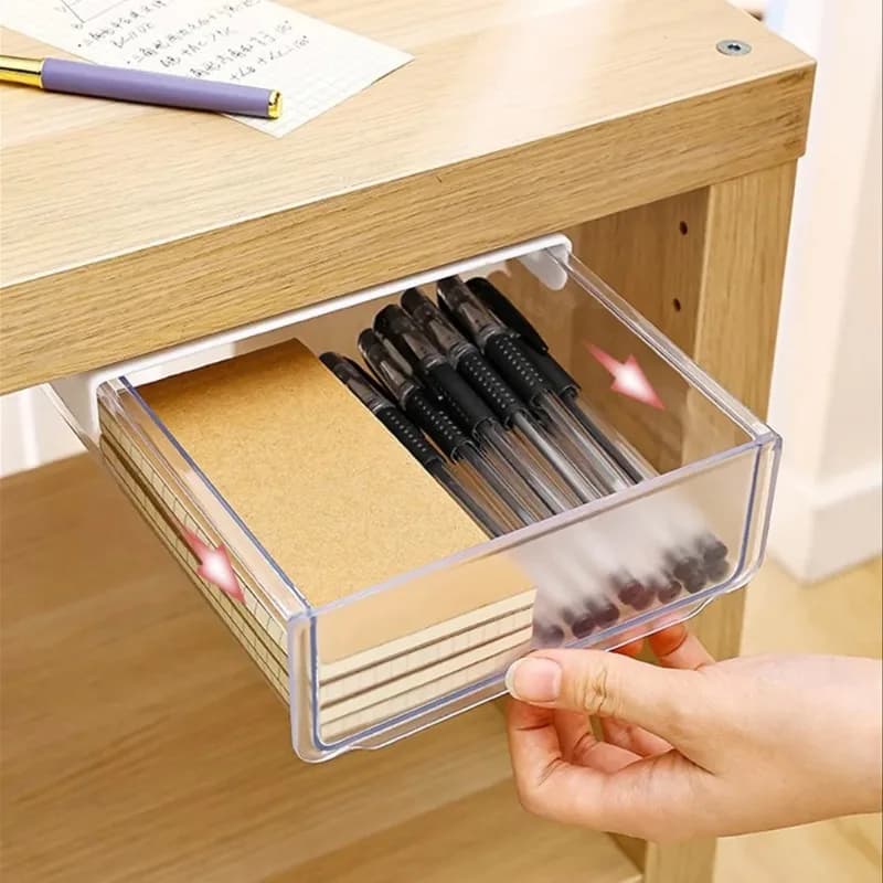 Cassetto Nascosto Trasparente Sotto Scrivania, Organizzatore per Ufficio, Portaoggetti per Scrivania, Portapenne e Cancelleria
