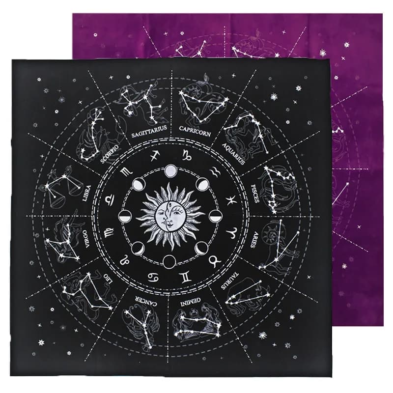 12 Costellazioni Tarocchi Tovaglia di Carta Velluto Divinazione Altare Panno Gioco da Tavolo Fortuna Astrologia Oracolo Card Pad