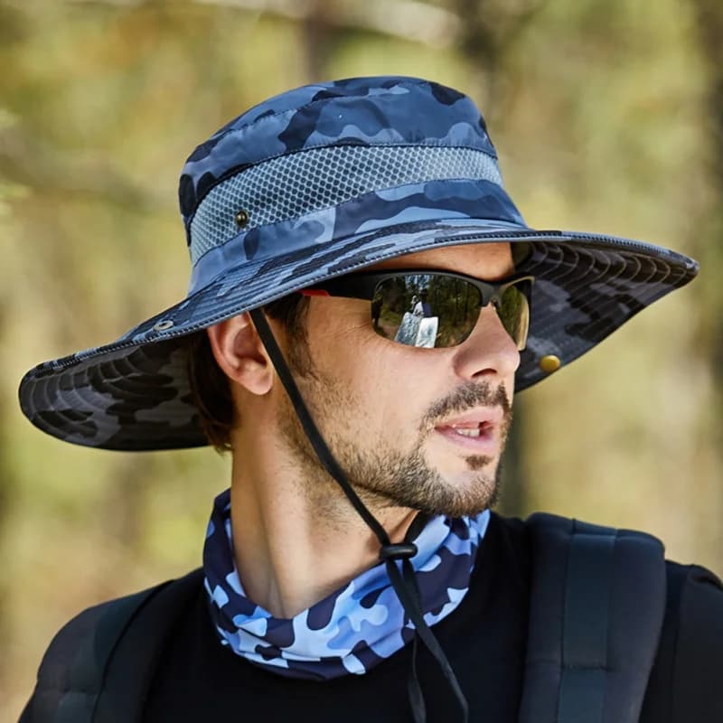Summer Men's Breathable Sun Hat Outdoor Travel Fishing Trekking Hat Sun Hat Sunset Fishing Hat with Solar Protection Large Tent Fisherman's Hat UV Protection