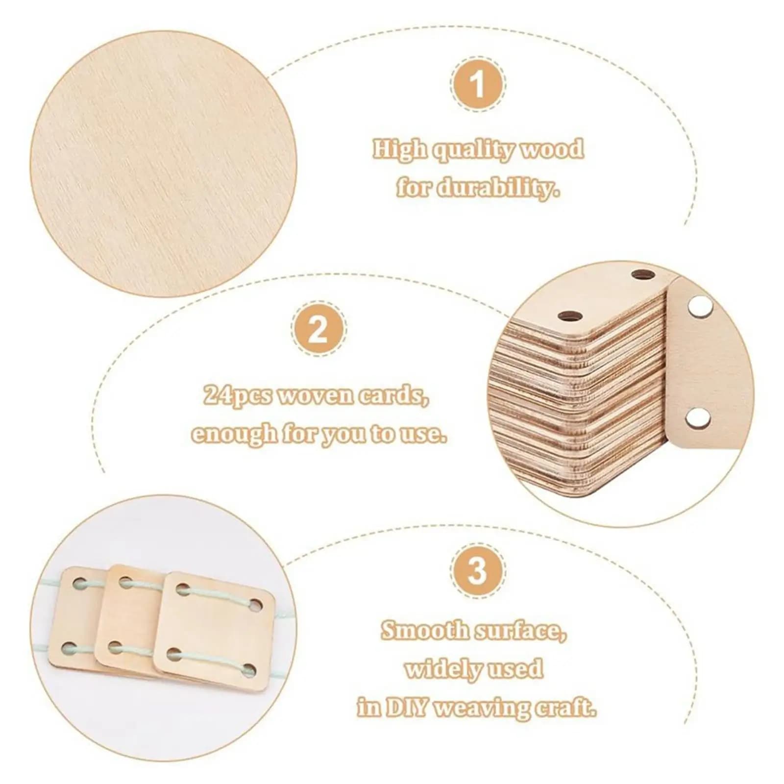 Handcrafted Wooden Weaving Cards Portable Square Loom Kit for Craft Materials and Weaving Projects