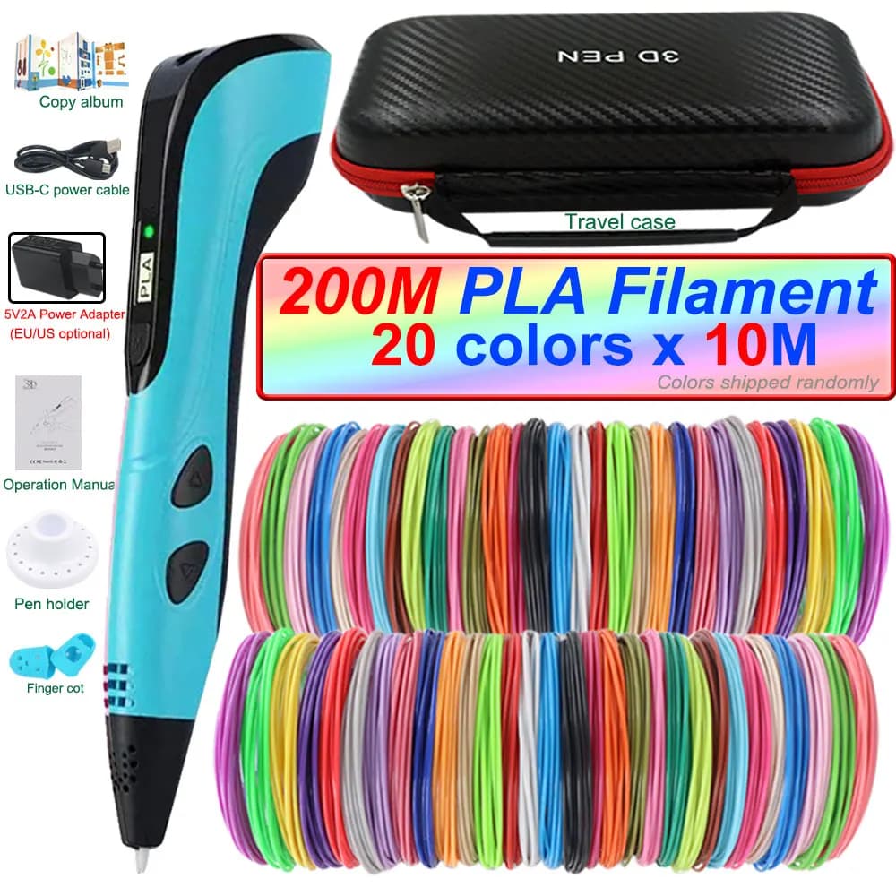 2026 New 3D Printing Pen 3D Pen for Children with Power Adapter 200M Filament PLA Travel Case Birthday Christmas Gift for Kids