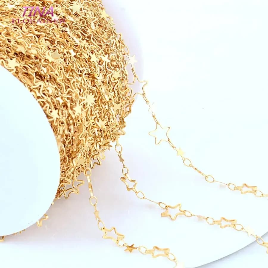 1 Meter 18K Gold Color Plated Brass 8.5MM Star Chain For Jewelry Making DIY Necklace Bracelets Chain Jewelry Making Supplies