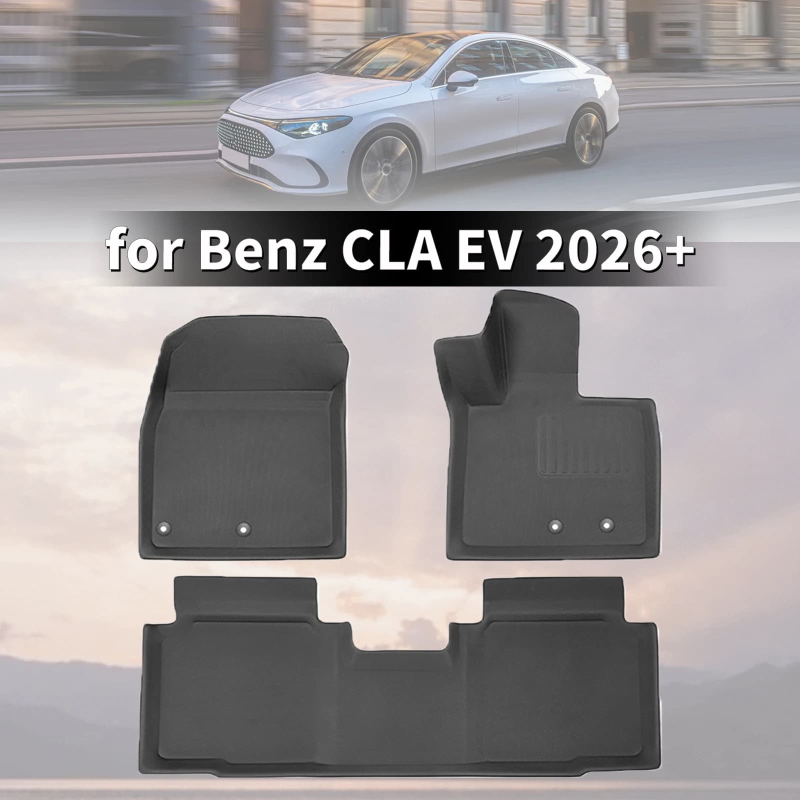 for Benz CLA 250 EV (C1740) 2026 2027 TPE Car Floor Mats & Trunk Pad, Wear Resistant Easy Clean Auto Accessories