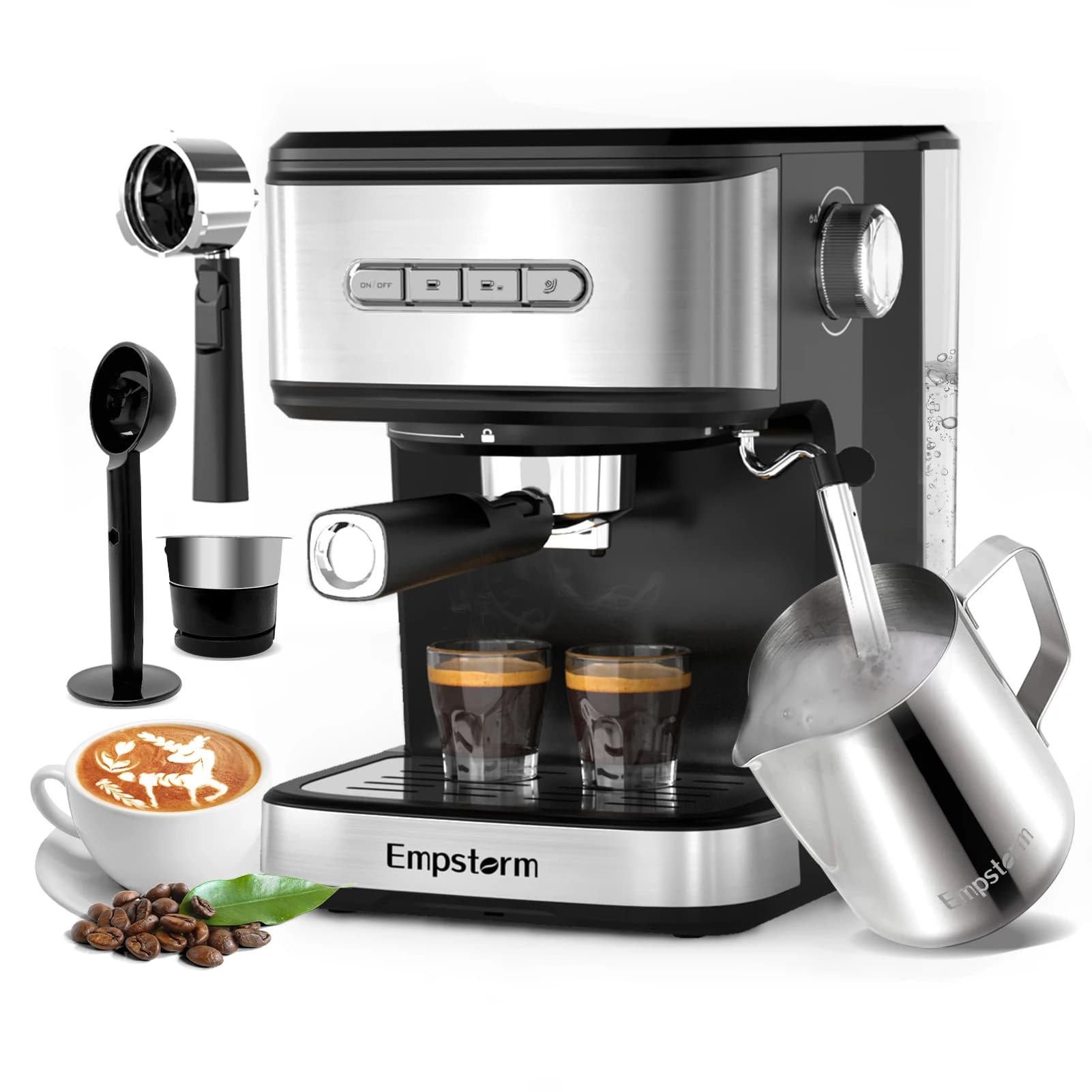 Commercial Semi Automatic Espresso Coffee Machine 850W Electric Brew System Hot Water System 20 Bar Pressure for Home Hotel Use