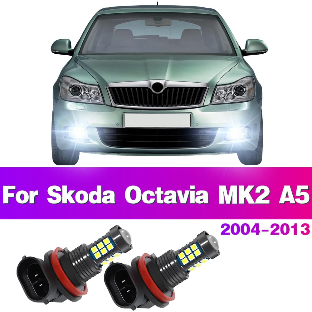 2 pcs LED Auto front fendinebbia lamps bulb for Skoda Octavia MK2 A5 2004 - 2013 2005 2006 2007 2009 2011 accessory Auto