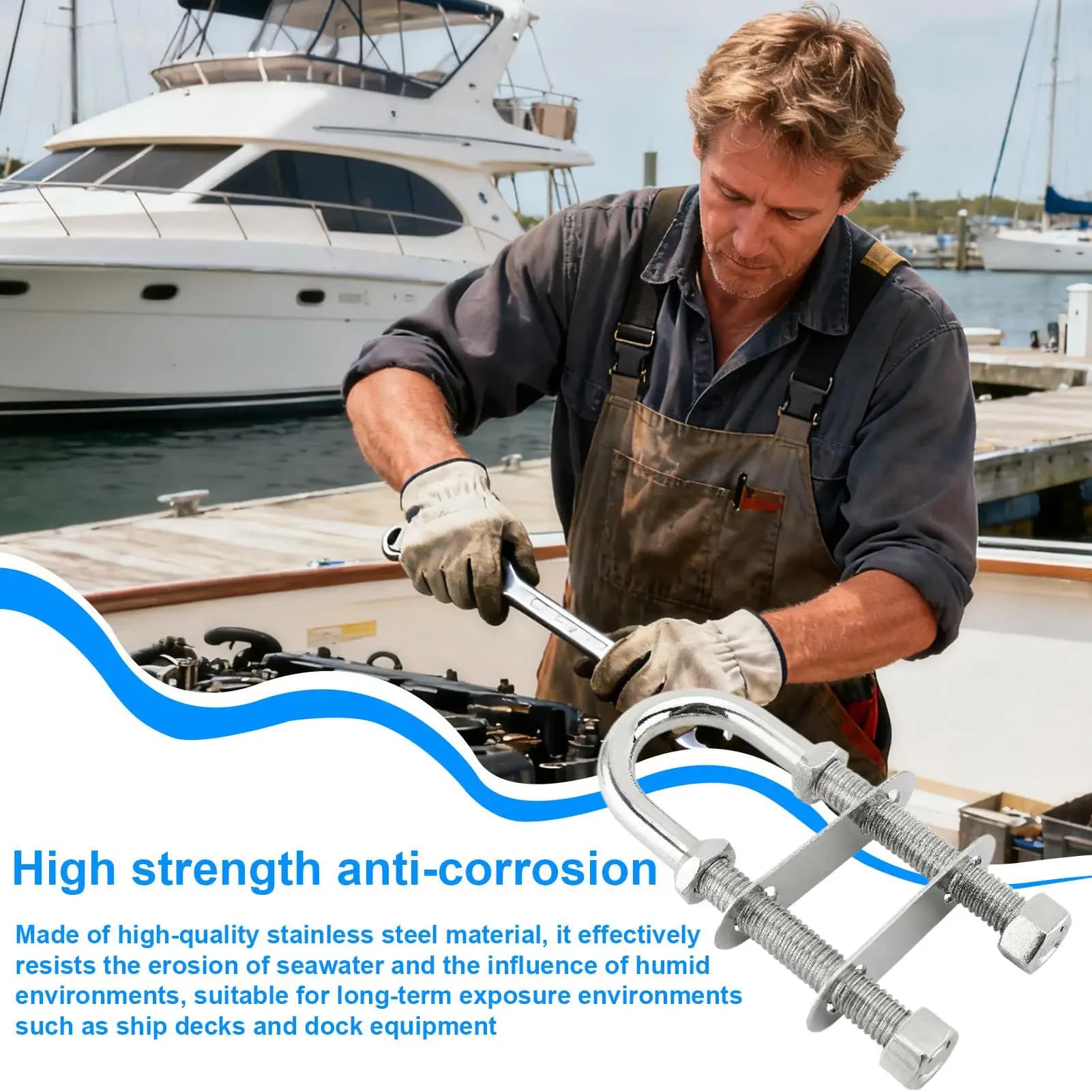 Bullone a U per barche Hardware in acciaio inossidabile per impieghi gravosi Bullone a U per uso marino per ancoraggi per yacht Manutenzione del dock dell'attrezzatura del ponte