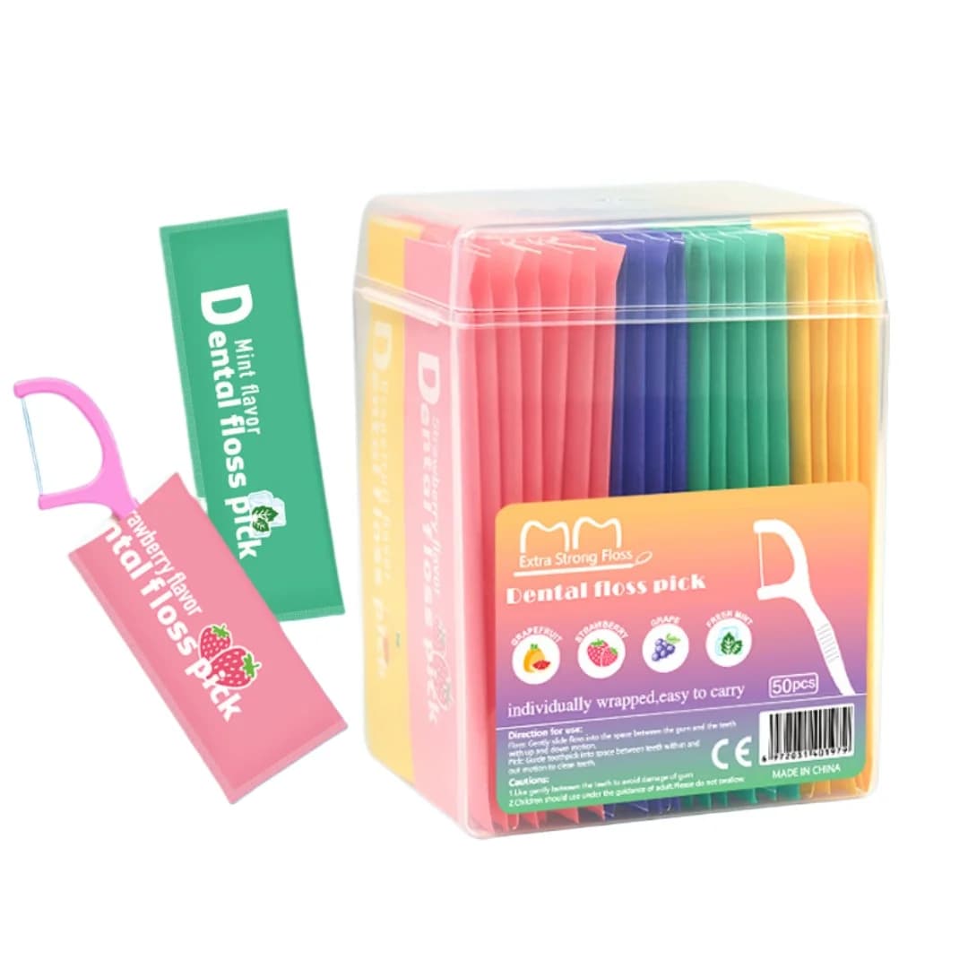 50 pz Ultra-fine Sapore di Frutta Filo Interdentale Usa E Getta Stuzzicadenti Portatile Dentale Flosser Picks Igiene Orale Strumenti di Pulizia Dei Denti