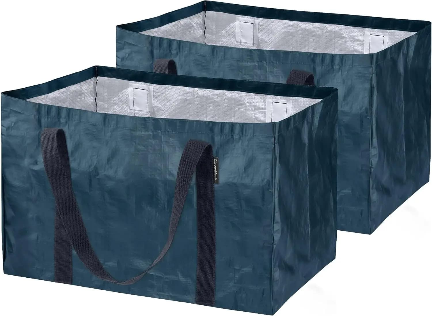 Extra Large 76L Reusable Grocery Bags 2-Pack, Heavy Duty Storage Totes with Handles, Collapsible Utility Baskets for Shopping, Laundry, Beach, and Home Organization