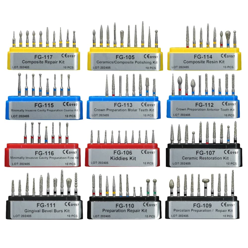 Dental Diamond FG Frese Set di trapani Dentista Manipolo ad alta velocità Lucidatura dei denti Kit di strumenti per lo sbiancamento Attrezzatura per odontoiatria