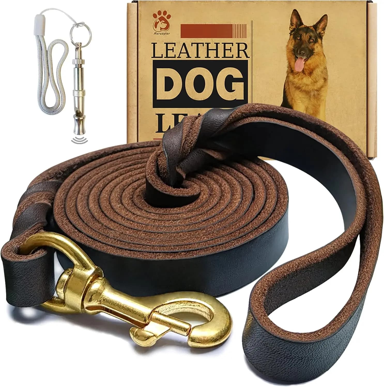 Guinzaglio per Cani in Pelle Intrecciata da 1,8 m, Guinzaglio Resistente per Addestramento di Cani Grandi e Piccoli, Morbido e Confortevole Marrone
