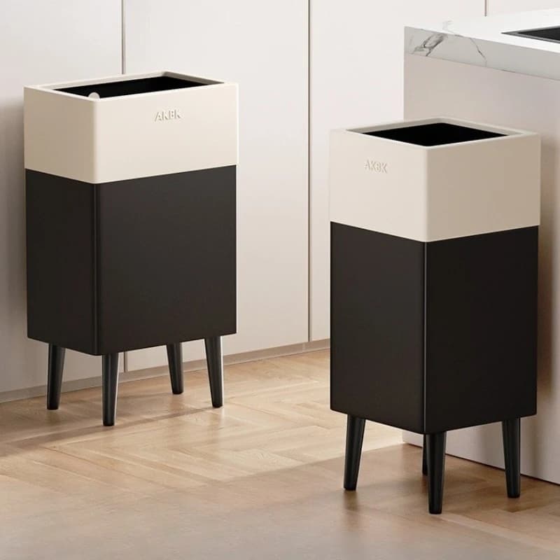 Bidoni per rifiuti in acciaio inossidabile Bagno Bidone della spazzatura con piedi alti Soggiorno Bidone della spazzatura di grande capacità Cucina Smaltimento degli alimenti Lettiera