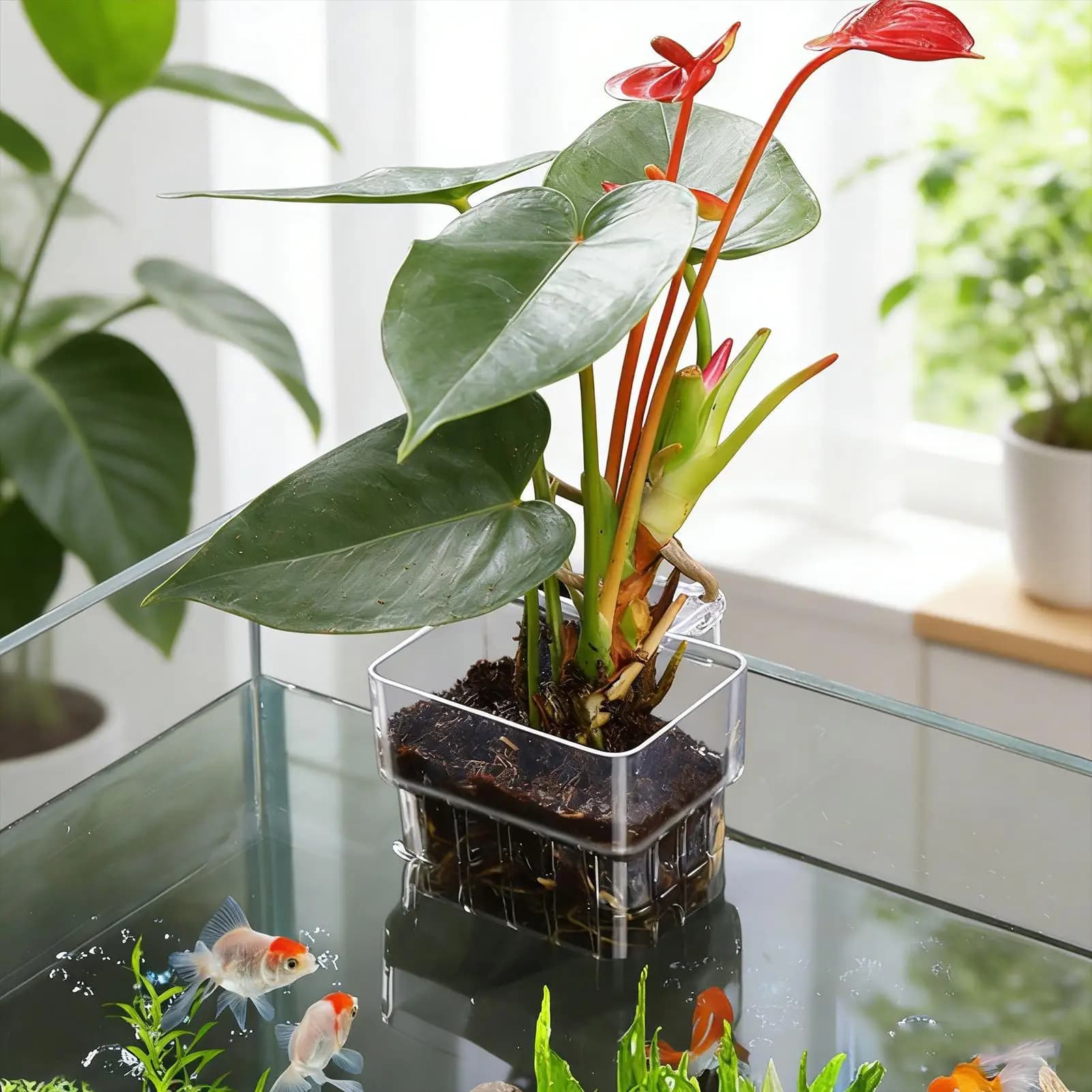 Supporto per piante sospese, vaso trasparente per acquario, coltivazione di piante acquatiche, decorazioni per acquascaping, tazze porta piante, sistema idroponico