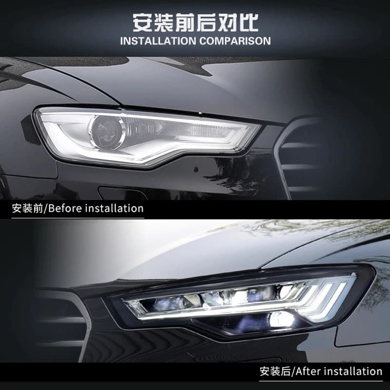 Accessori auto Faro Per Audi A6 Fari 2012-2018 A6L C7 Aggiornamento Faro A LED DRL Segnale Dinamico Faro A Fascio Alto Basso