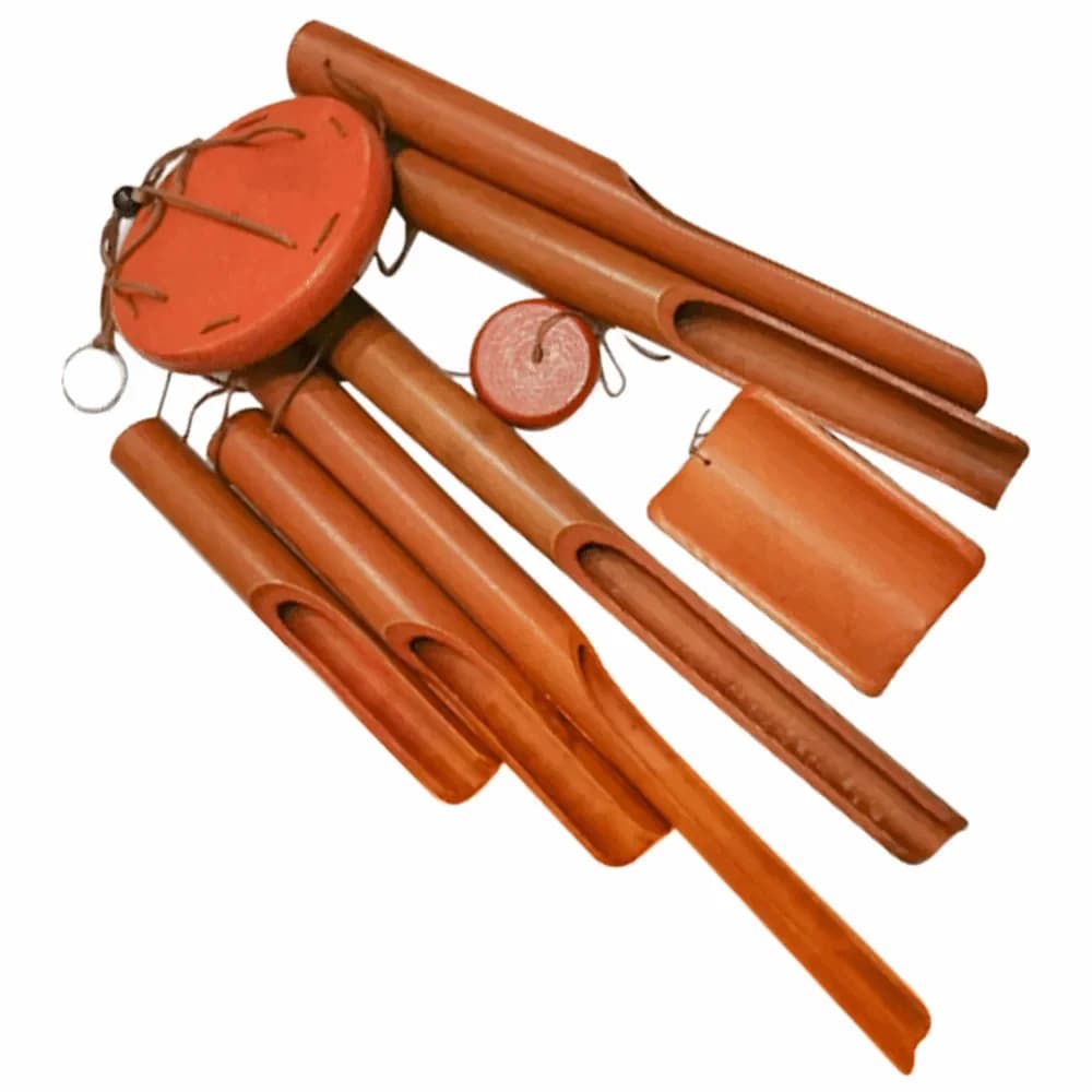 New 6 Tubes Bamboo Wind Chime Hand-Carved Handmade Hang Decorations Relaxing Sound Soothing Garden Art Crafts Home Decoration