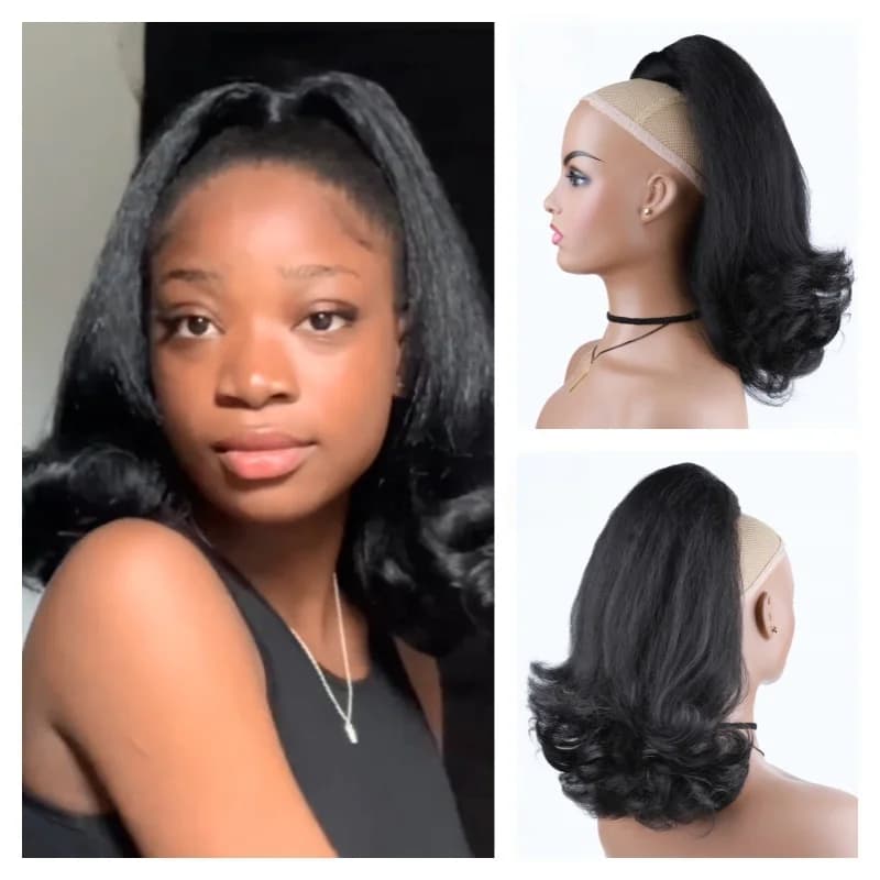 Blice Wrap Around 16" Straight Coda crespa Deformation Curl Synthetic Soffici groviglio-Fre Hair comb Extensions Horsetail Extensions Long Posts