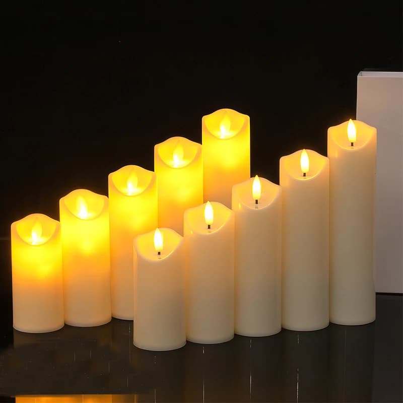 12x Candele a colonna senza fiamma portatili Lampada da finestra a batteria Luce per camino Decorazioni per illuminazione d'atmosfera fai-da-te per la festa di Natale