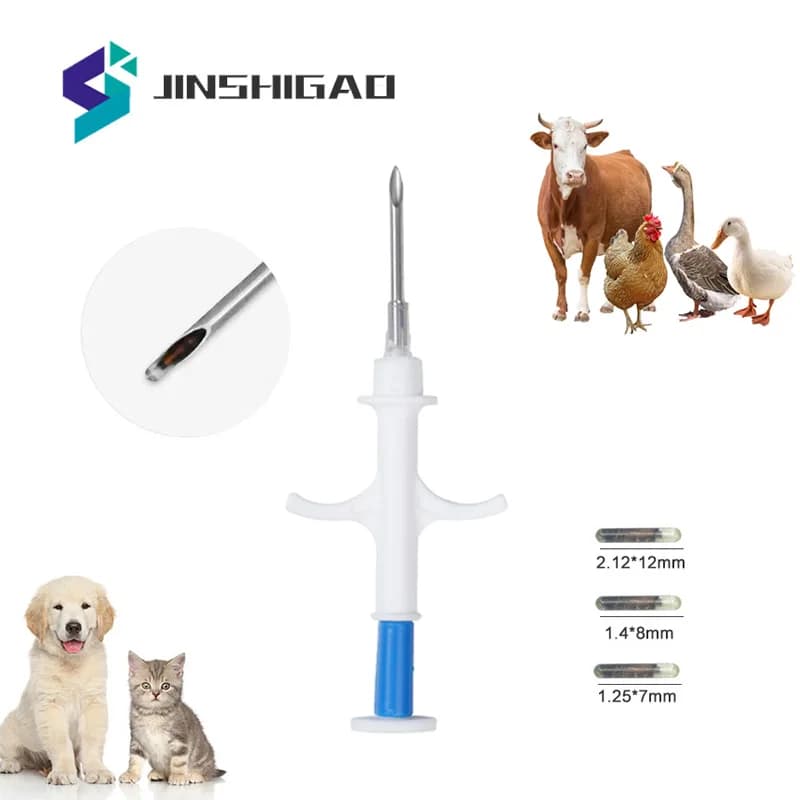 20 pz 1.4*8mm FDX-B Microchip 134.2KHz Chip animale Microchip veterinario Pet siringa RFID iniettore animale Transponder Pet Reader