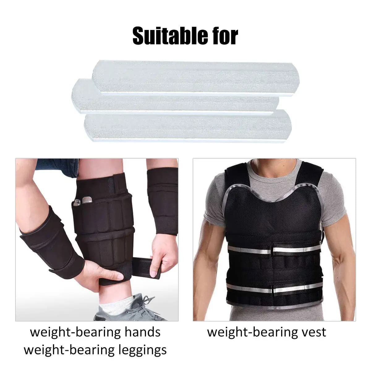 6Pcs Weighted Steel Plate Fitness Weight-Bearing Equipment for Gym Home Workout Running Jogging Strength Training Exercise Steel