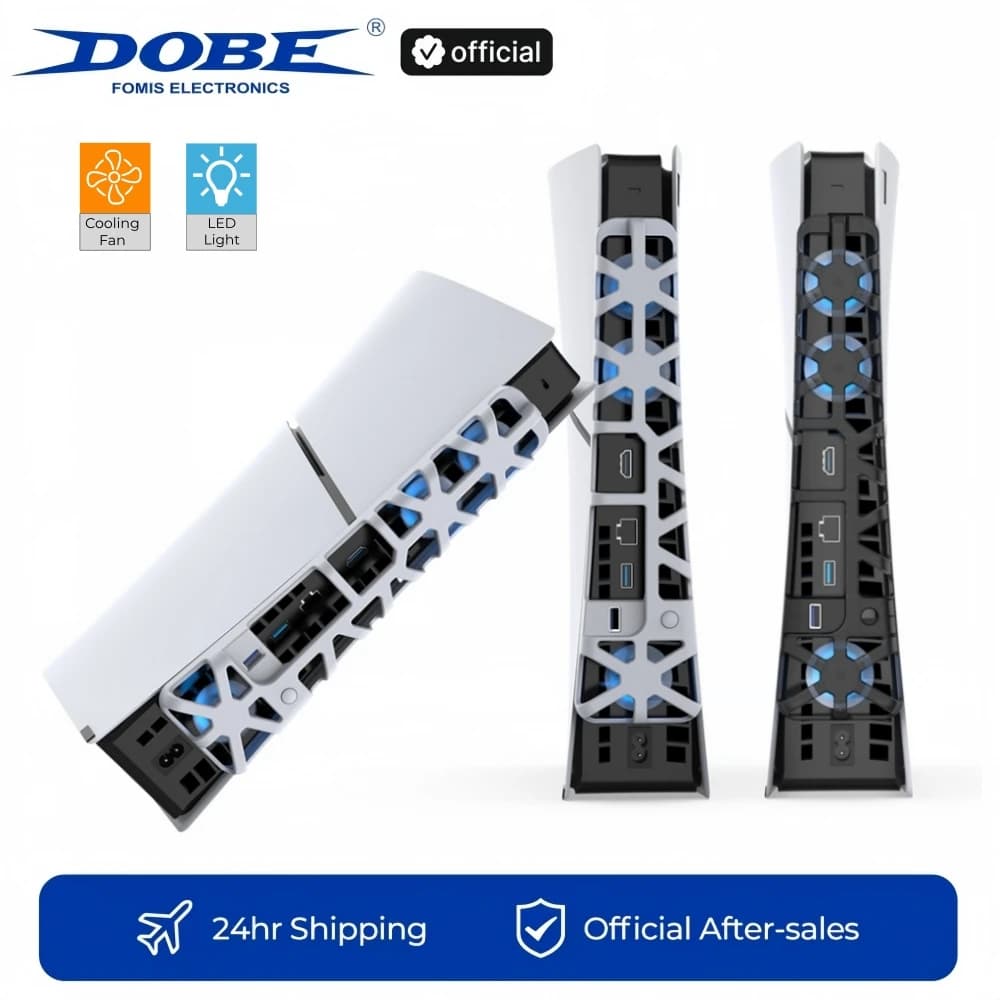 DOBE Cooling Fan For PS5 Slim Disc&Digital Edition With Blue Lighting and USB 3.0 Port TP5-3538