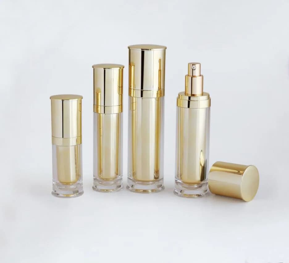 120ml specchio lucido oro acrilico pressa pompa bottiglia lozione/emulsione/fondotinta/siero/essenza toner nebulizzatore imballaggio cosmetico