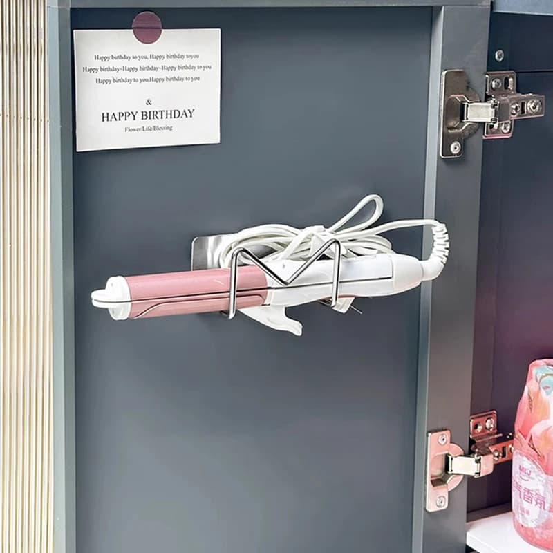 Wall-mounted hairdryer holder, plate holder, self-adhesive stainless steel holder, bathroom organizer