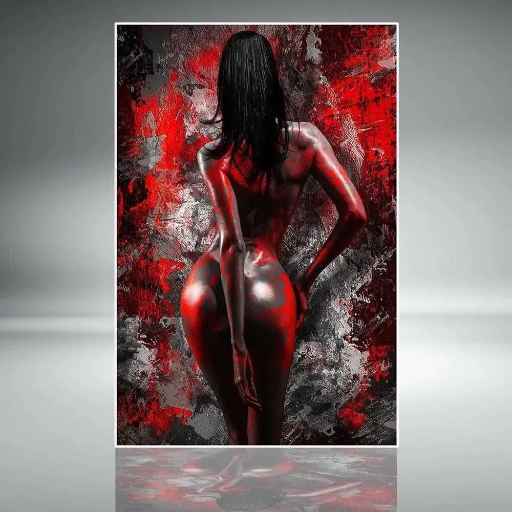 Picture Prints Canvas Painting Sensual Red Woman Wall Art for Living Room Decor Mural Framel Sexy Nude Women Poster Home Wall