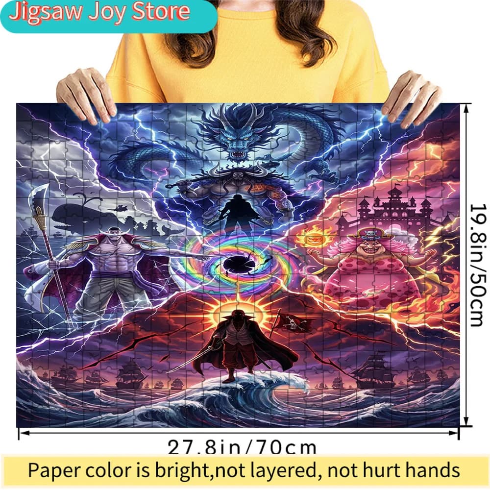 Puzzle di Carta Premium con Illustrazione Epica dei Quattro Imperatori di One Piece: Kaido in Forma di Drago, Big Mom, Barbanera