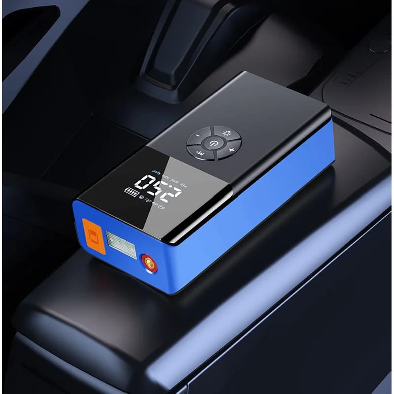 Dispositivo di avviamento per saltare per auto Generatore portatile Pompa ad aria Gonfiatore per pneumatici Caricatore professionale con illuminazione