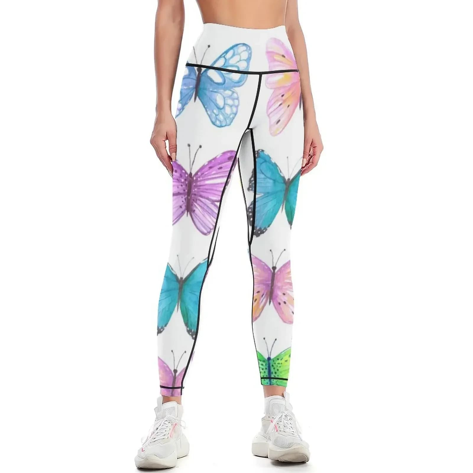 Leggings con farfalle vivaci in acquerello per ragazze, pantaloni jogger, pantaloni da donna, leggings da donna