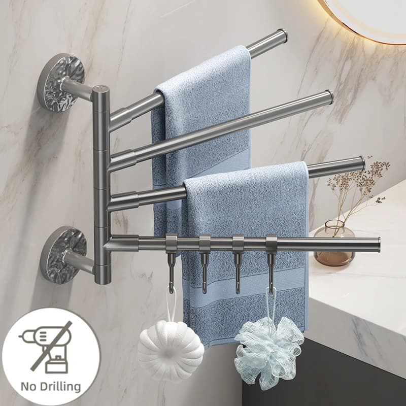 Portasciugamani autoadesivo per doccia portasciugamani girevole a 180 ° accessori per il bagno a parete per cucina da bagno
