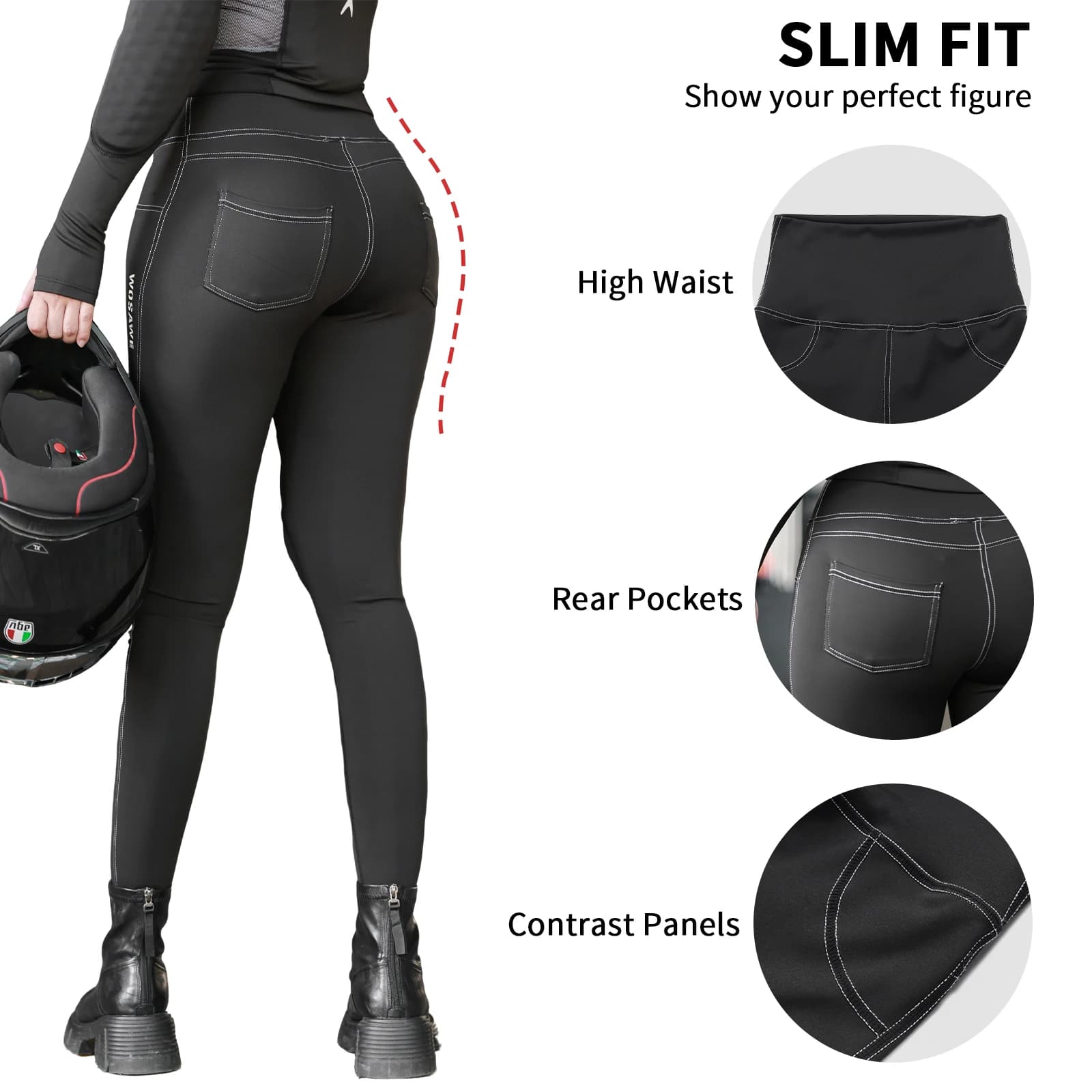 WOSAWE Motorcycle Pants for Women, Slim Fit, for Offroad and Outdoor, with Knee Protections, Breathable, for Motocross