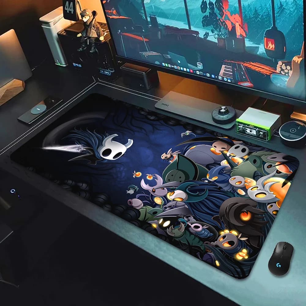 Tappetino per Mouse XXL in Gomma per PC, con Bordo Cucito, Spesso, Antiscivolo, per Gaming, Anime Hollow Knight, per Tastiera e Laptop
