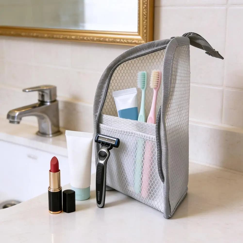 Mesh Travel Toiletry Bag Portable Toothbrush Cosmetic Organizer Makeup Brush Storage Pouch Bathroom Wash Pack Dropshipping